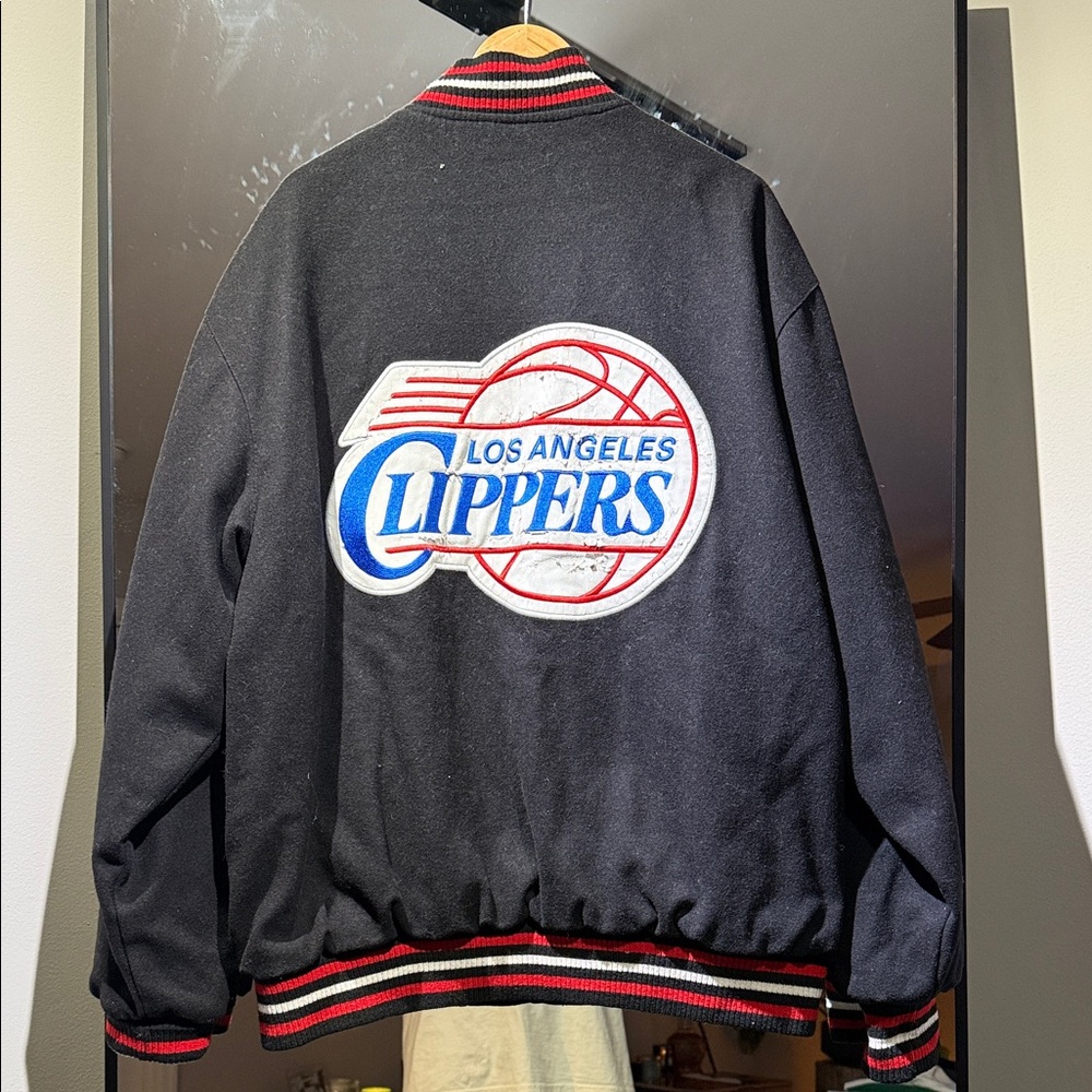 Vintage Jeff Hamilton Black LA Clippers NBA Logo Men's Jacket Varsity Jacket - Picture 7 of 14